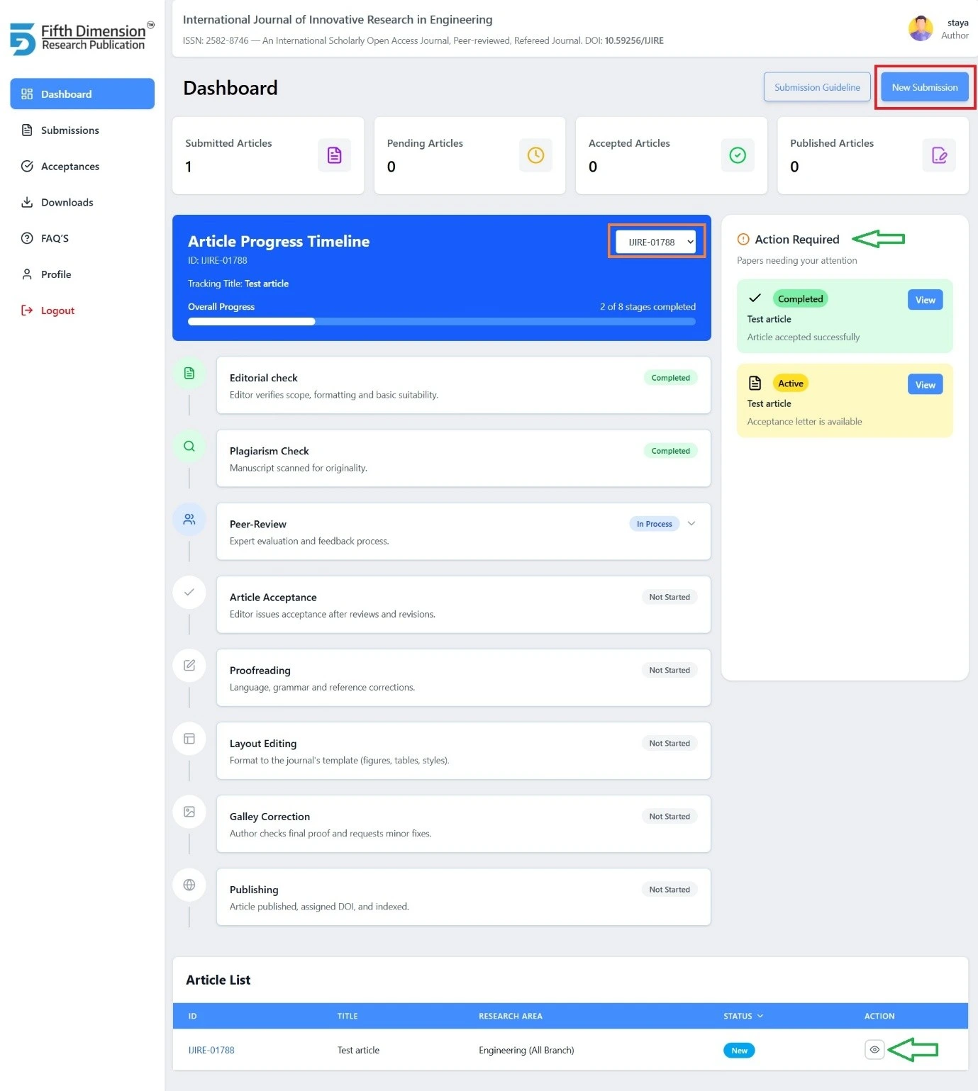 EMS Dashboard interface