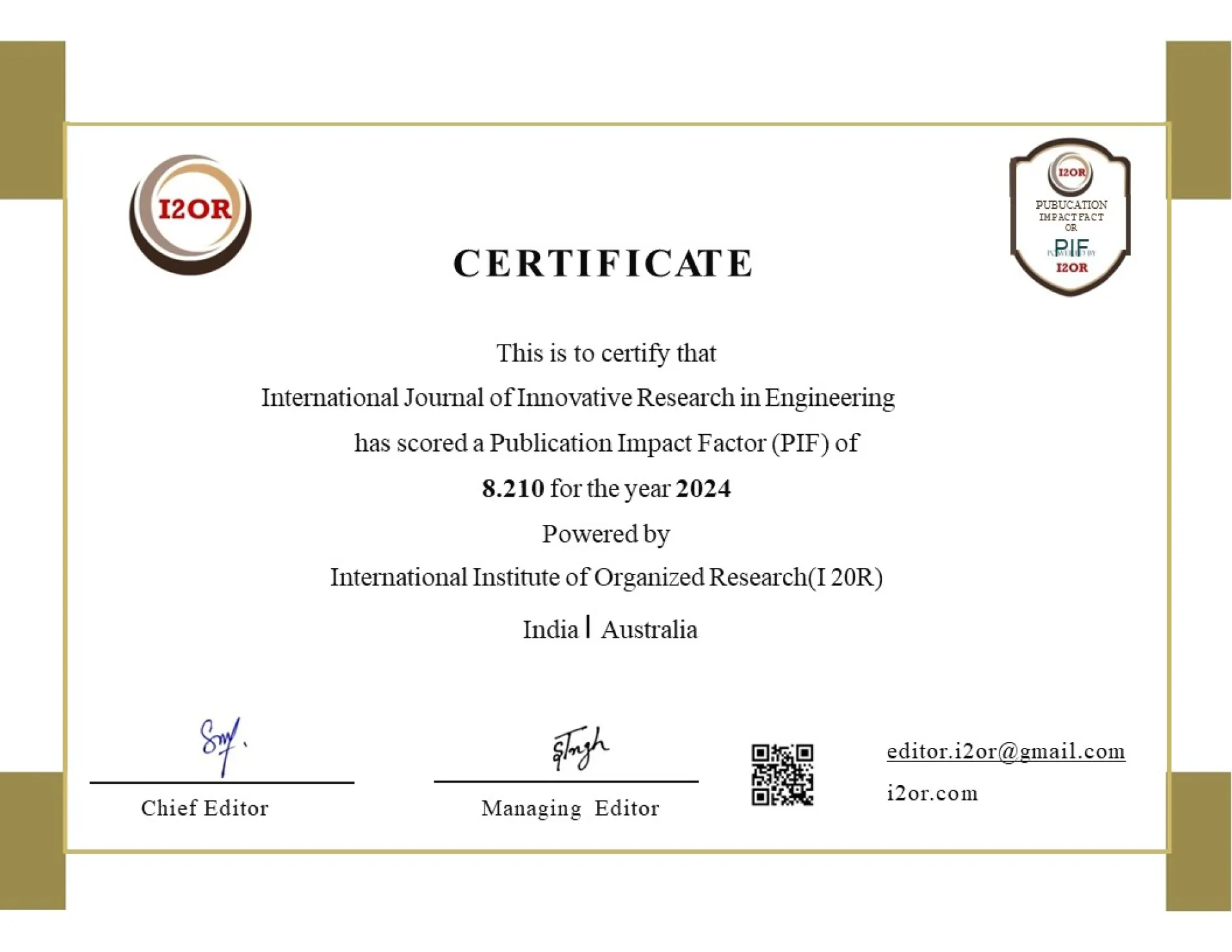 Impact Factor Details